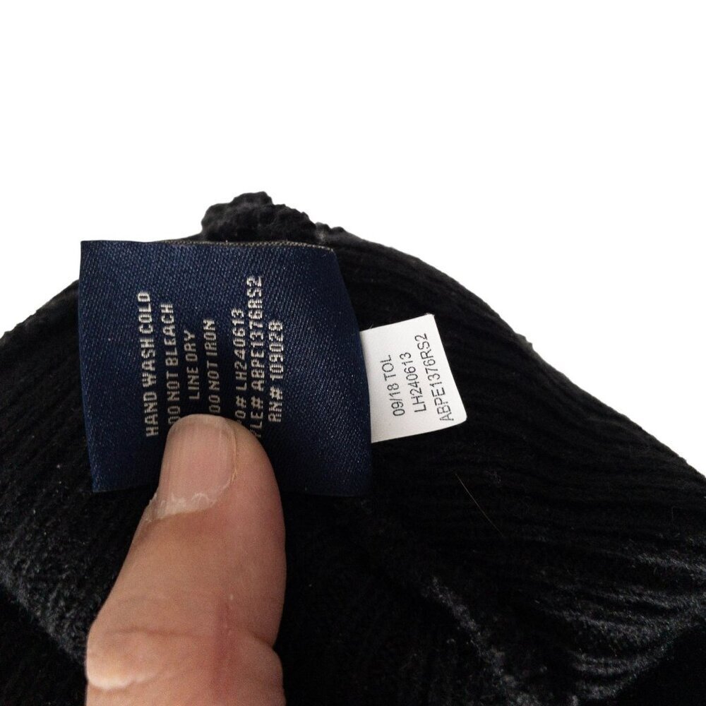 U.S. Polo Assn. Black Knit Beanie Hat With White Logo Embroidery One Size Ribbed - Picture 5 of 5
